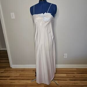 Vtg Y2K Natori Pink Chemise slip dress Negligee Intimates wFloral Embellishment